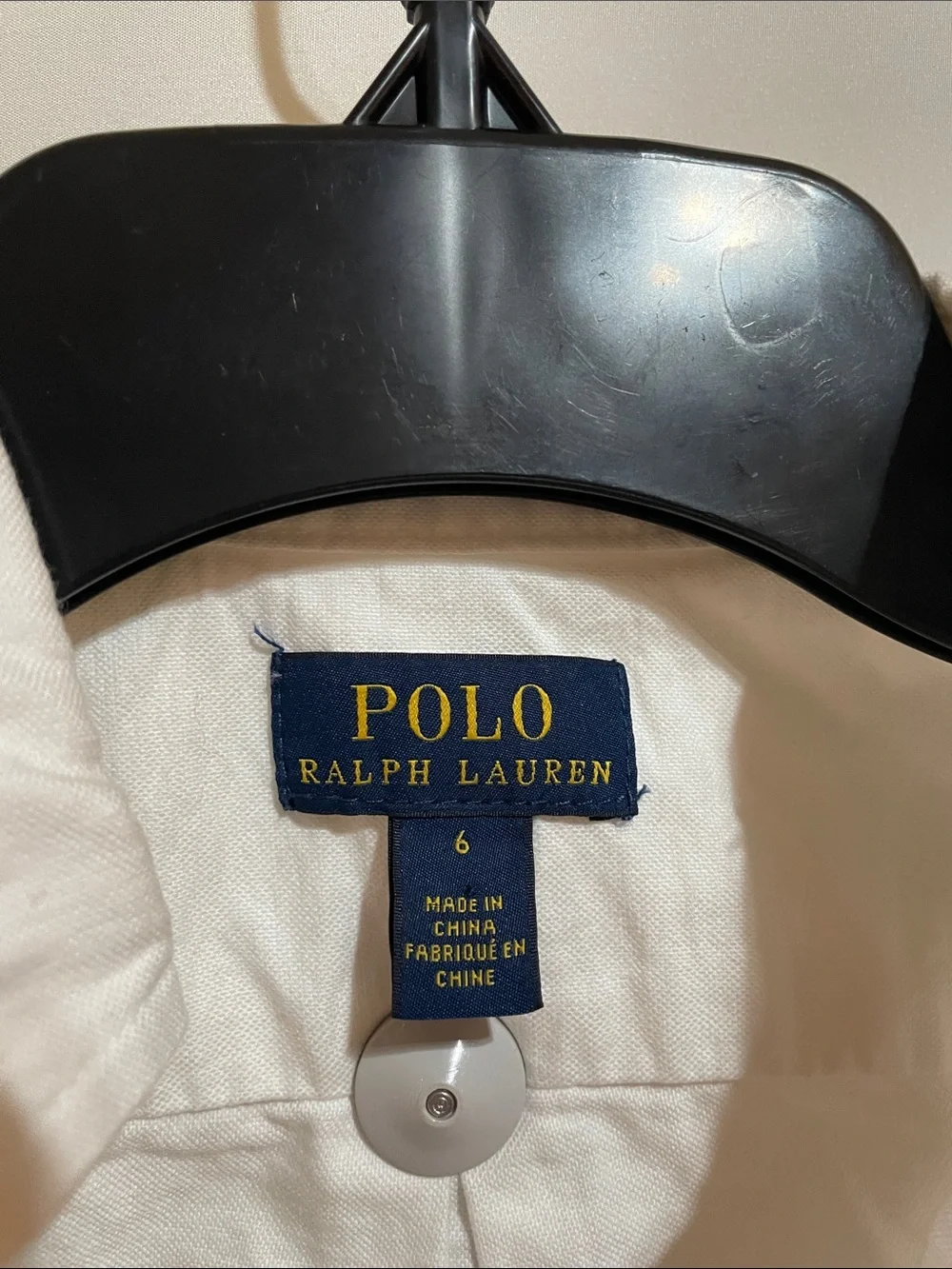 Ralph Lauren White Button-Down Polo Logo Shirt with Multicolor Embroidery